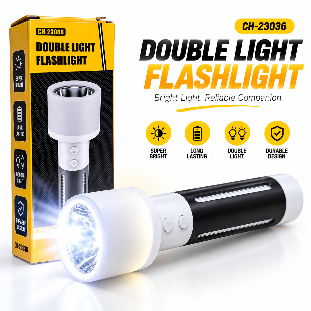 2-in-1 Rechargeable Double Light Torch Light & Reading/table Lamp