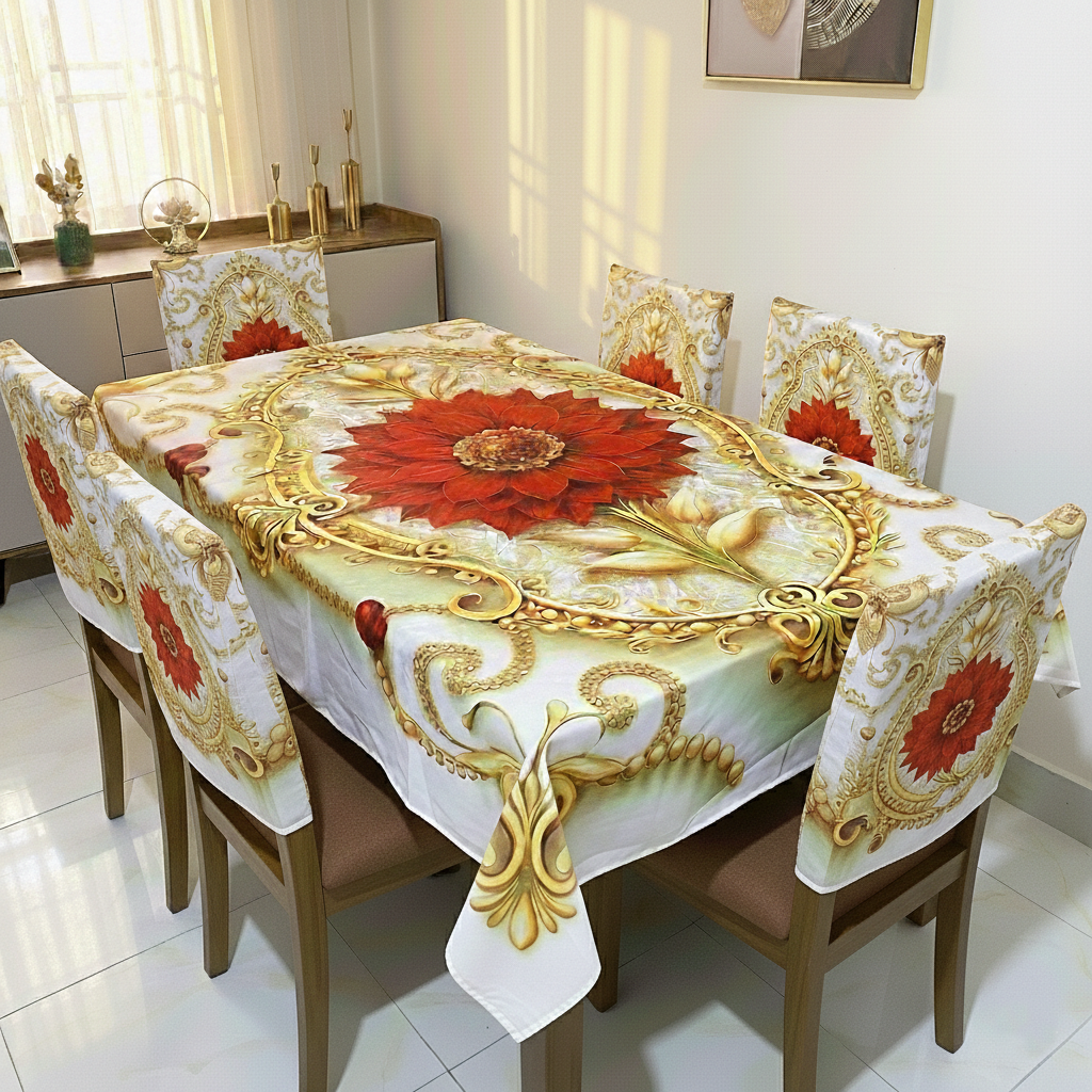 China Premium 3D Print Table Cloth Set
