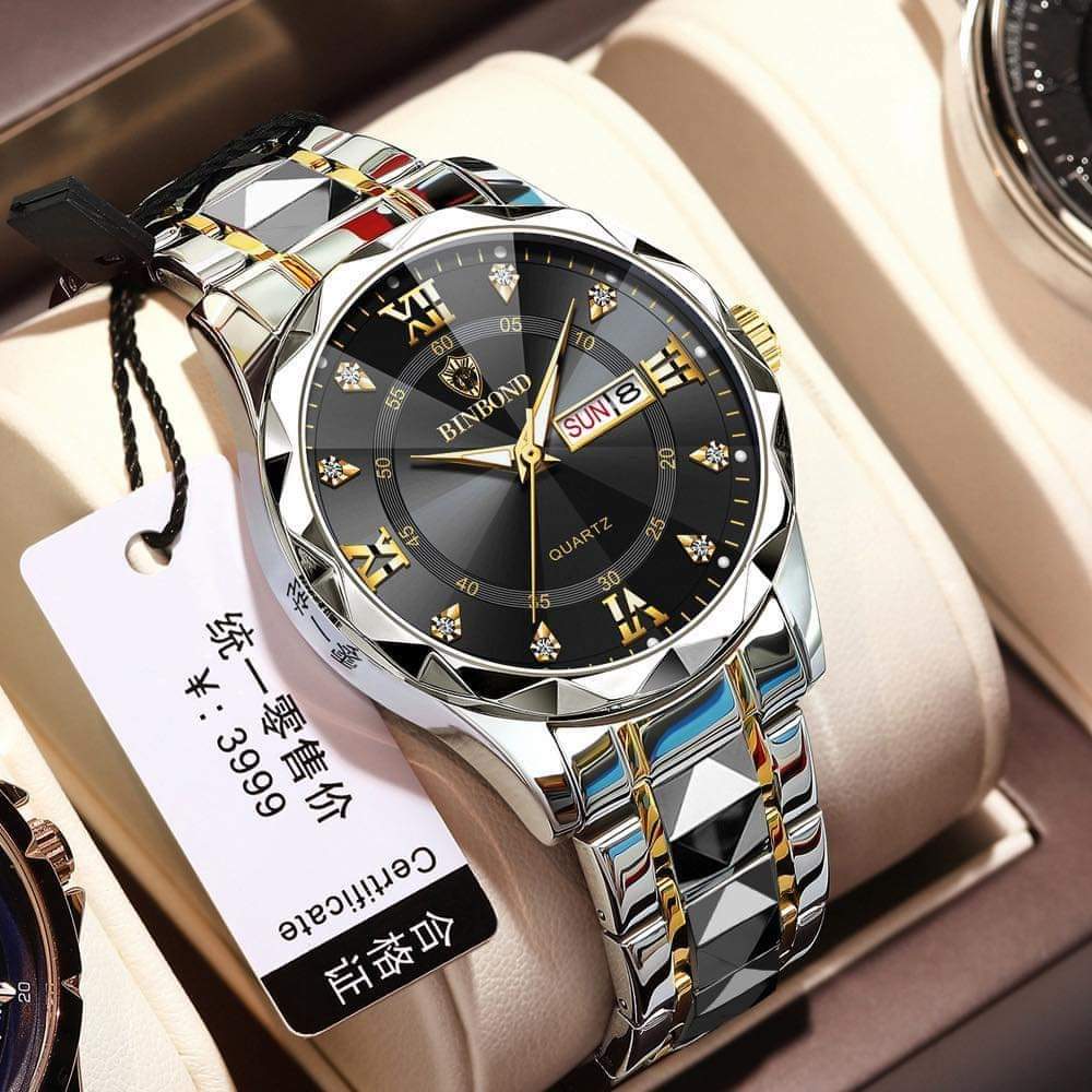 BINBOND 2521 Luxury Brand Luminous Quartz Watch For Men (full golden)