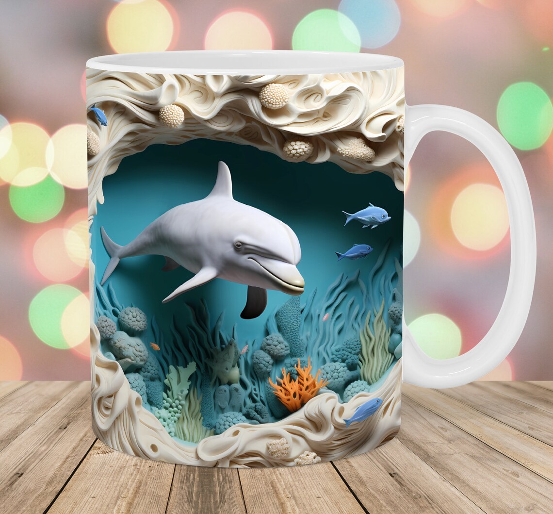 3D Bird Hole In A Wall Design Mug