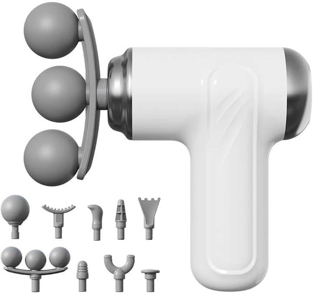 Multi-Head Muscle Massager with 9-Head Interchangeable Heads, Deep Tissue Handheld Relaxation Tool