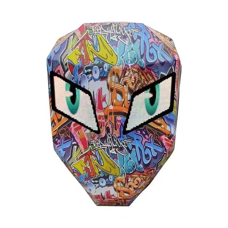 LOY Knight Riding Backpack with Eyes Motorcycle Helmet Full Helmet Bluetooth APP Control Waterproof LED Hard Case Laptop Bag