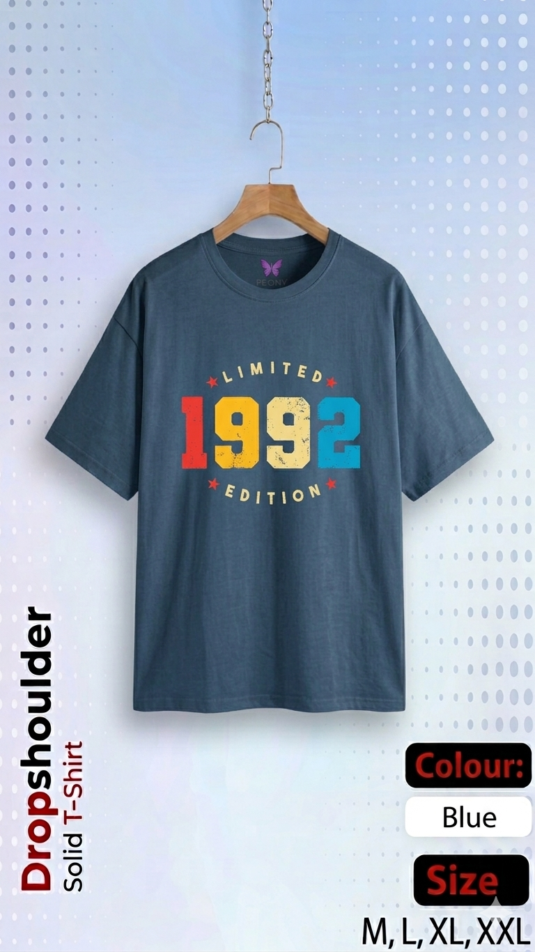 Premium Drop Shoulder Printed T-Shirt – 100% Cotton Casual Wear for Men