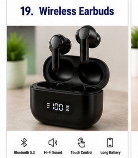 Wireless Bluetooth Earbuds with Hi-Fi Sound & Long Battery Backup